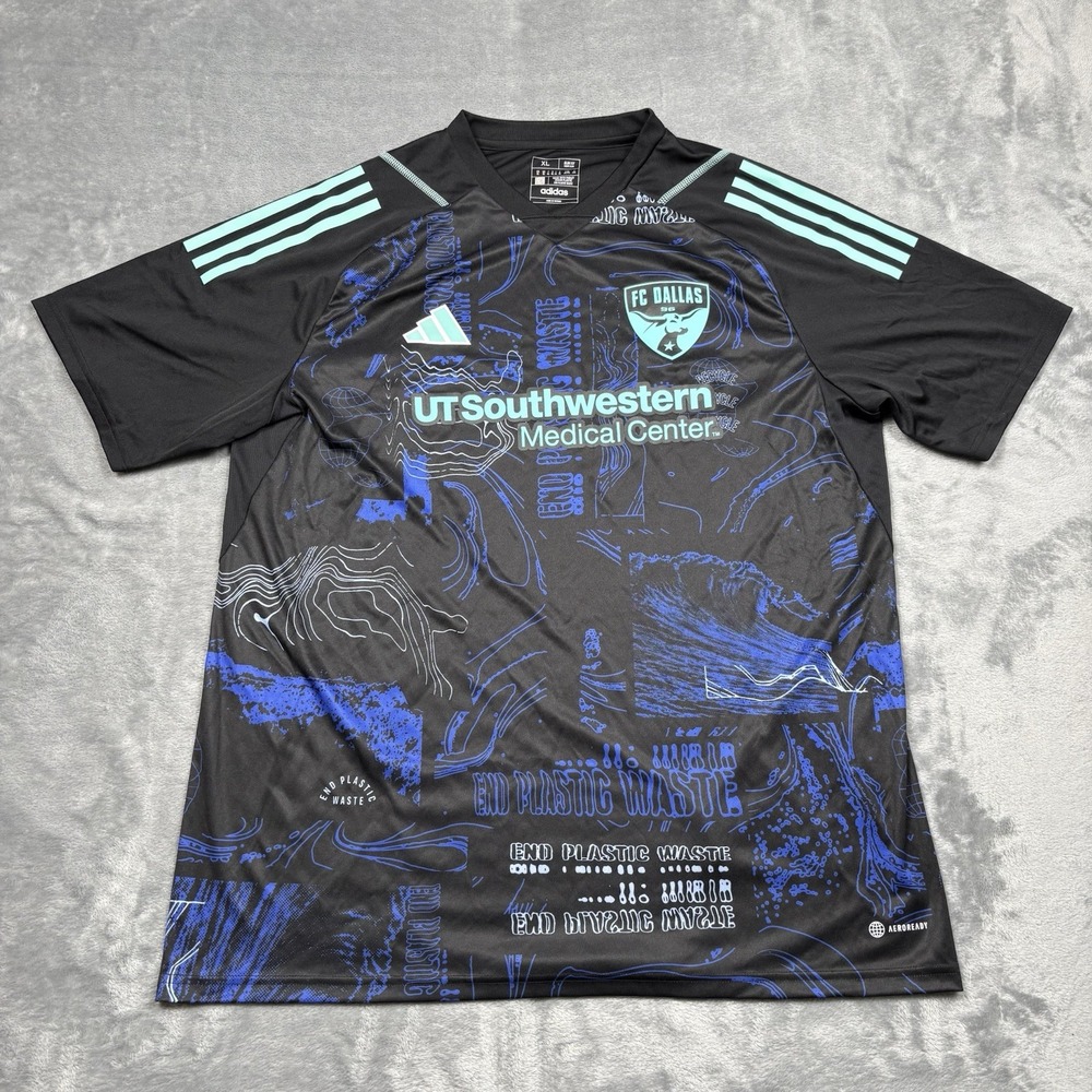 FC Dallas adidas 2023 One Planet Jersey Men's XL Slim Black MLS AeroReady